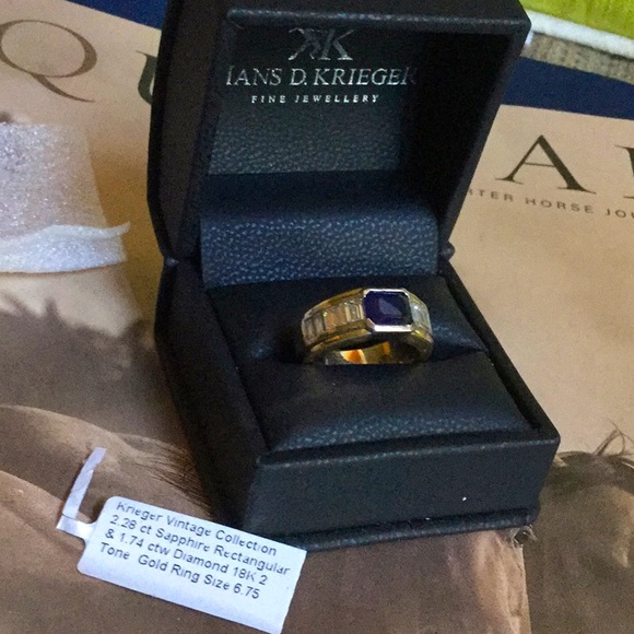 HANS D. KRIEGER Jewelry - Hans D KRIEGER sapphire diamond vintage collector ring estate jewelry 18K gold